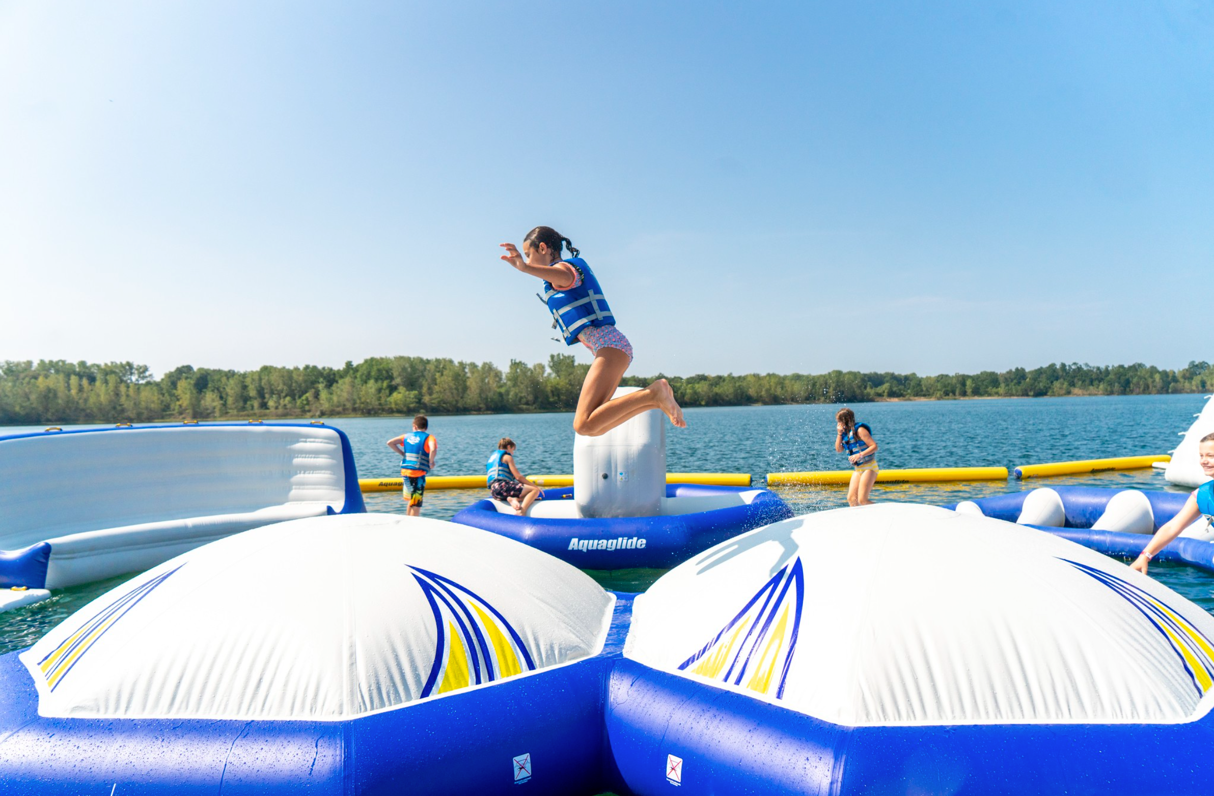 Aquaglide inflatable water bouncer for cottage waterfronts