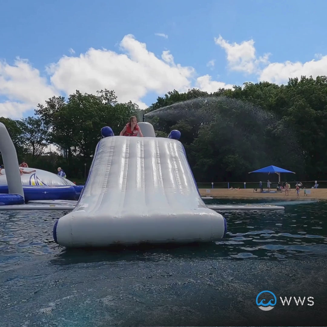 Video of a kid playing on-top of the Aquaglide Freefall 6 
